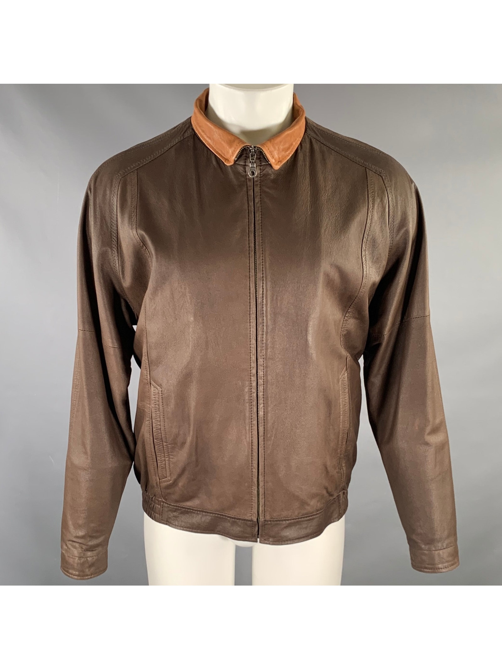 Johnston & Murphy Size S Brown Tan Leather Zip Up Jacket